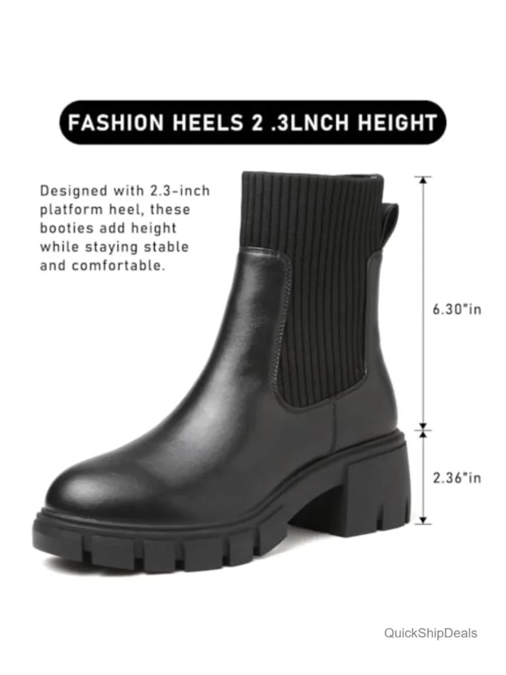 Women's Platform Chelsea Boots Chunky Block Heel Lug Sole Ankle Booties PU